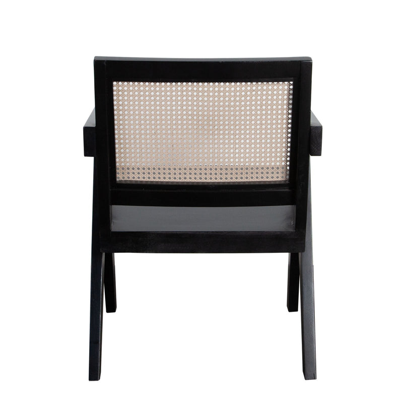 Carter Dining/Accent Chair in Solid Wood Frame in Black Finish w/ Natural Cane Seat Back