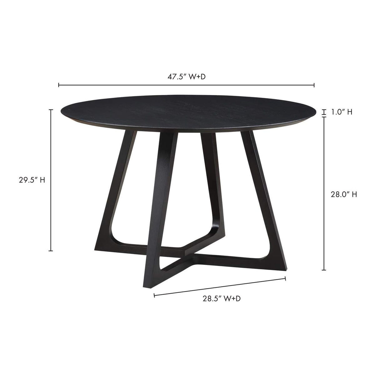 CB-1003-02-0 Godenza Round Dining Table Black