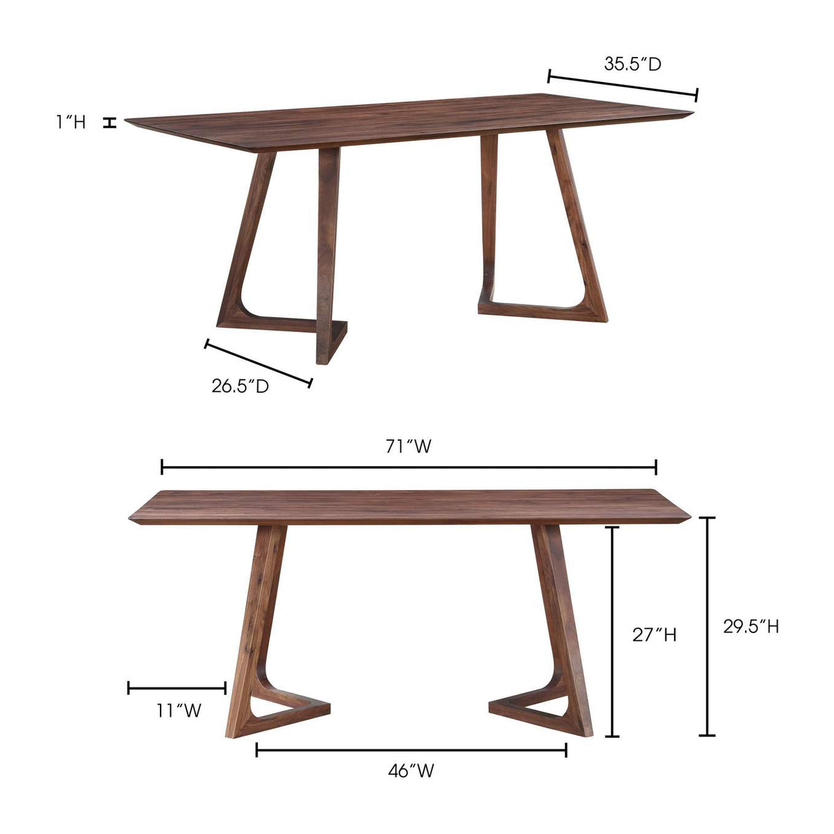 CB-1004-03-0 Godenza Rectangular Dining Table Walnut