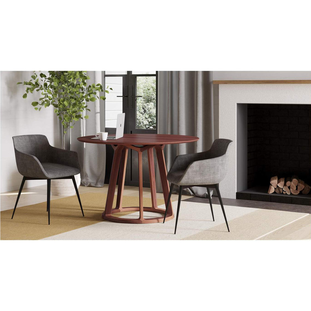 CB-1027-03-0 Aldo Round Dining Table Walnut