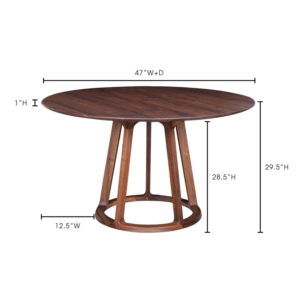 CB-1027-03-0 Aldo Round Dining Table Walnut