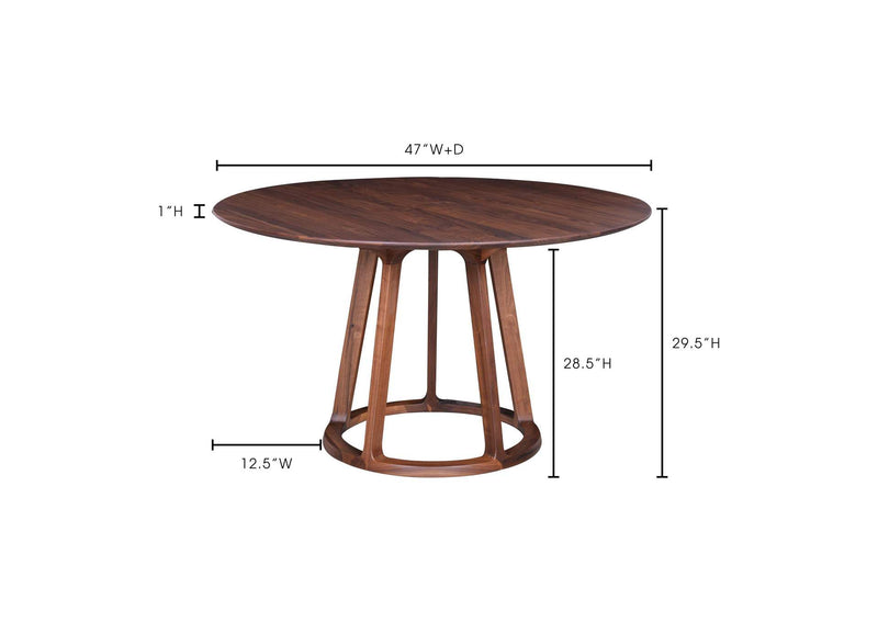 CB-1027-03-0 Aldo Round Dining Table Walnut