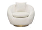 Celine Swivel Accent Chair in Light Cream Velvet w/ Brushed Gold Accent Band by Diamond Sofa