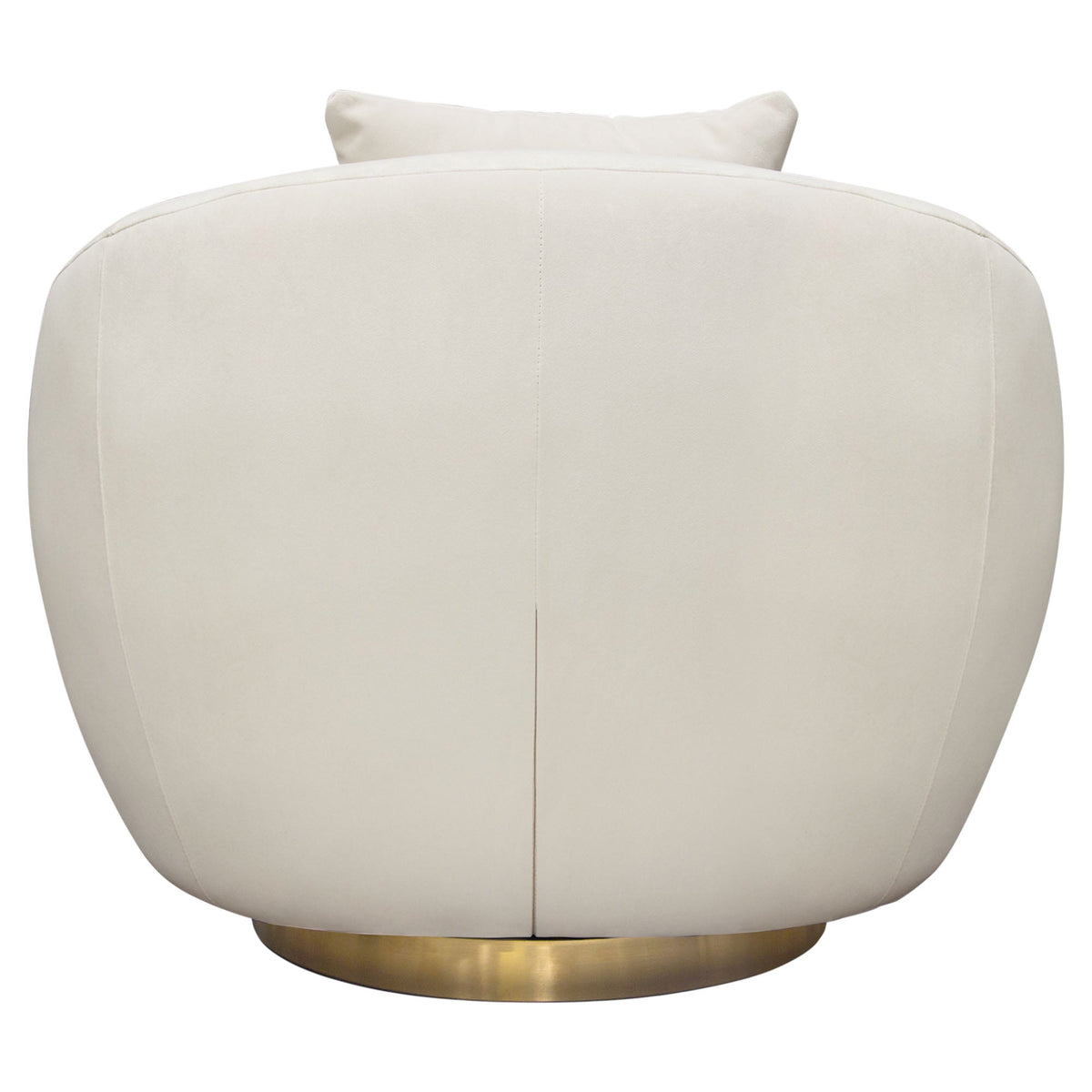 Celine Swivel Accent Chair in Light Cream Velvet w/ Brushed Gold Accent Band