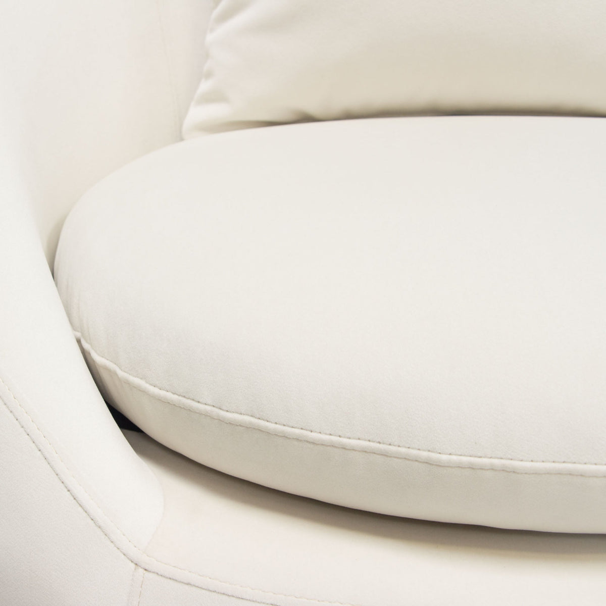 Celine Swivel Accent Chair in Light Cream Velvet w/ Brushed Gold Accent Band