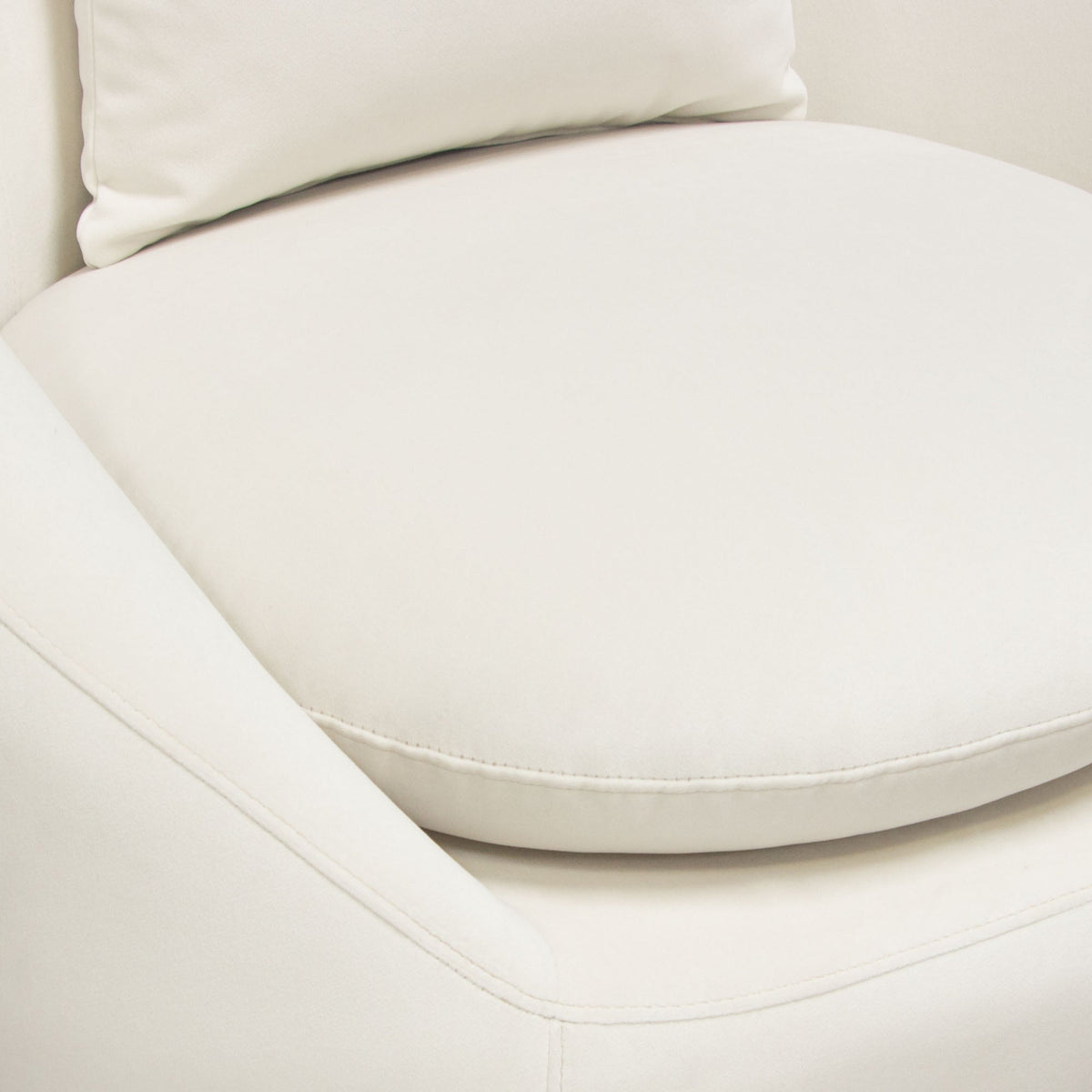 Celine Swivel Accent Chair in Light Cream Velvet w/ Brushed Gold Accent Band