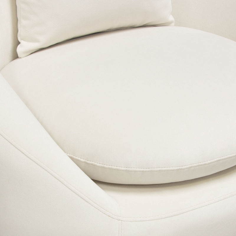 Celine Swivel Accent Chair in Light Cream Velvet w/ Brushed Gold Accent Band
