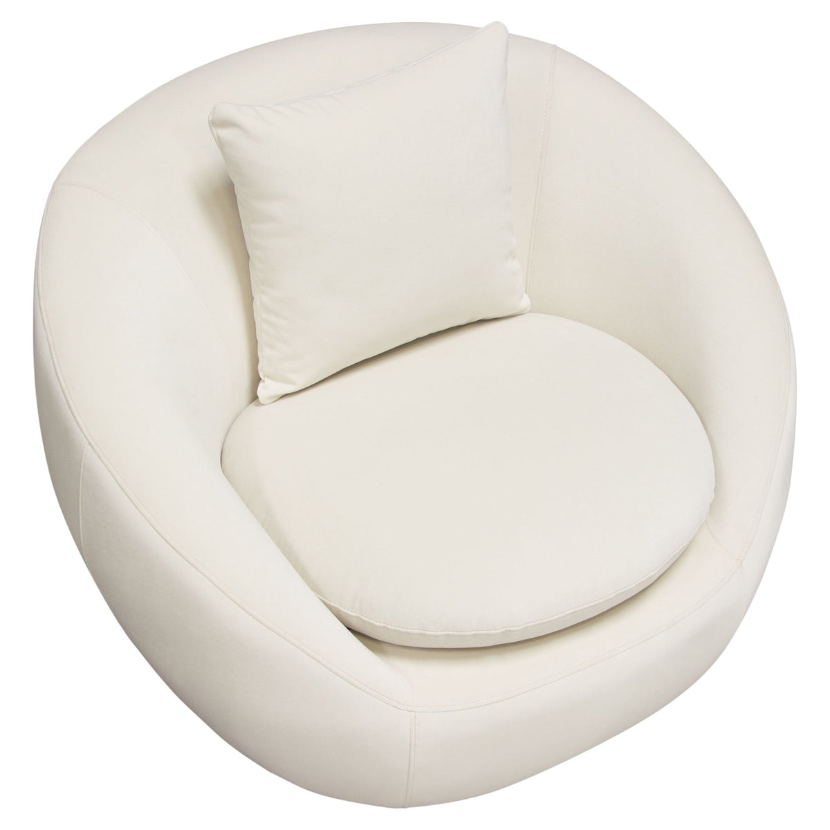 Celine Swivel Accent Chair in Light Cream Velvet w/ Brushed Gold Accent Band