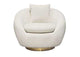 Celine Swivel Accent Chair in Light Cream Velvet w/ Brushed Gold Accent Band
