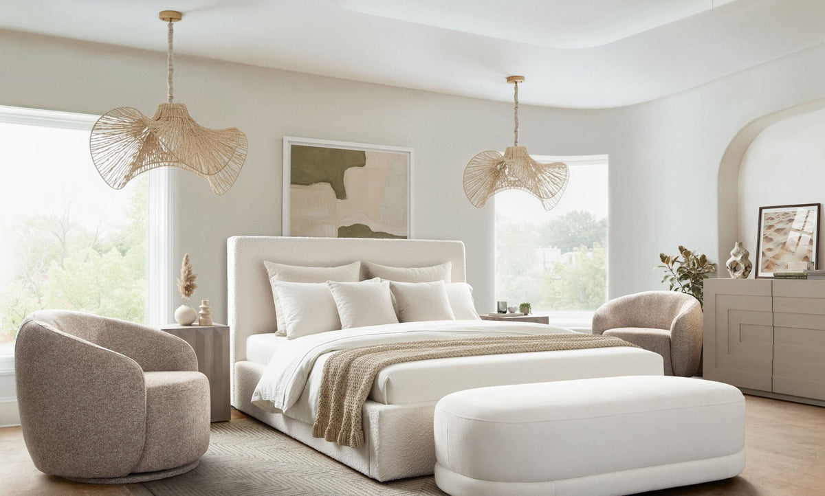 Cloud2 43" Low Profile Bed in Ivory Boucle Fabric