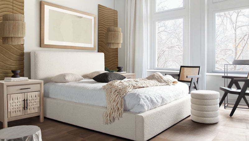 Cloud2 43" Low Profile Bed in Ivory Boucle Fabric