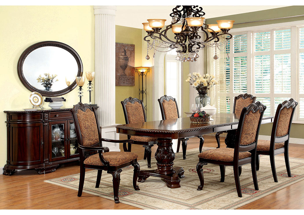 Bellagio Brown Extension Dining Table w/4 Side Chair & 2 Arm Chair