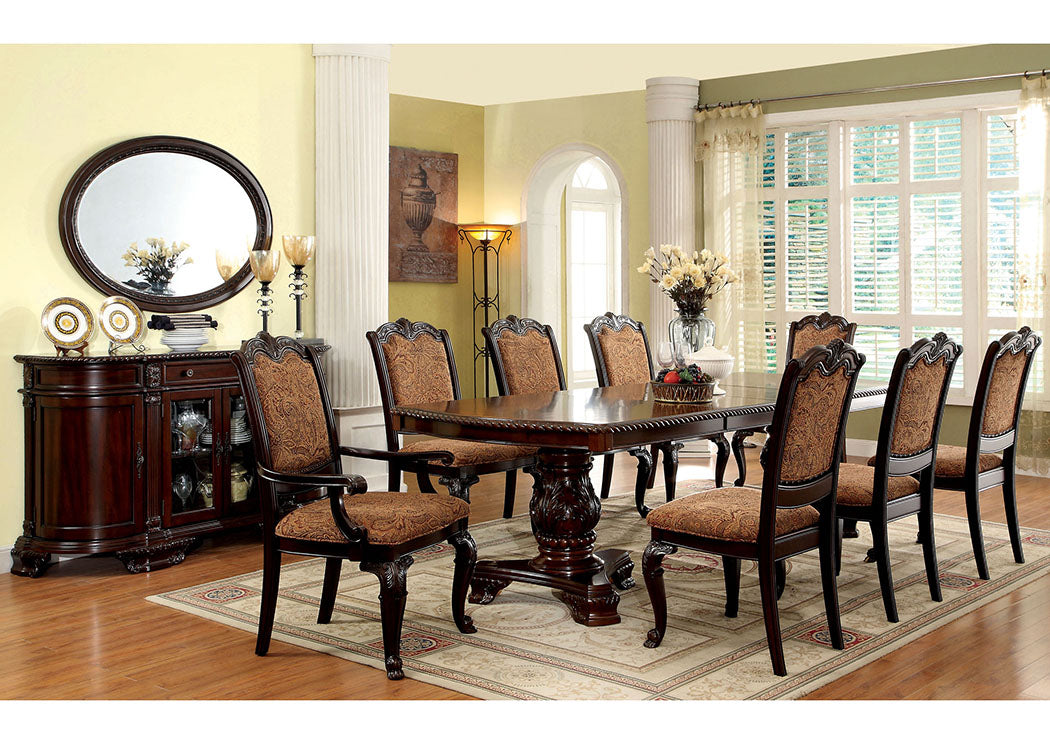 Bellagio Brown Extension Dining Table w/6 Side Chair & 2 Arm Chair