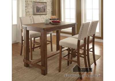 Sania II Rustic Oak Counter Table w/4 Counter Chair