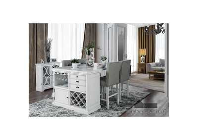Sutton Antique White Counter Table w/4 Side Chair
