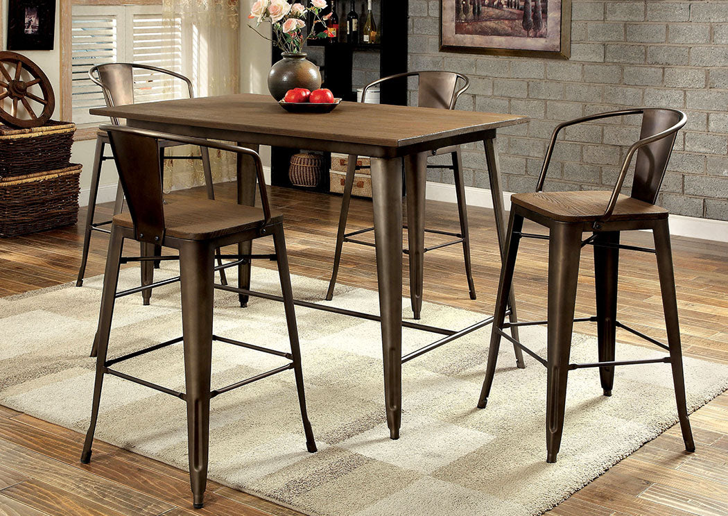 Cooper ll Elm & Metal Counter Table w/4 Counter Chair