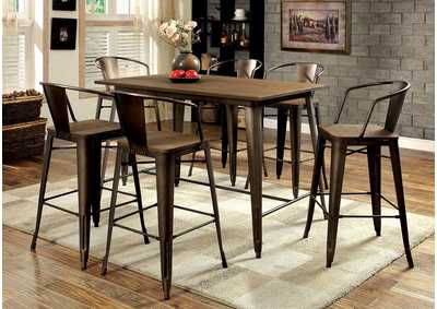 Cooper ll Elm & Metal Counter Table w/6 Counter Chair