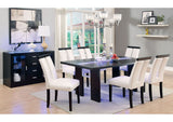 Luminar Espresso Glass Inlay & LED Light Dining Table w/4 Side Chair