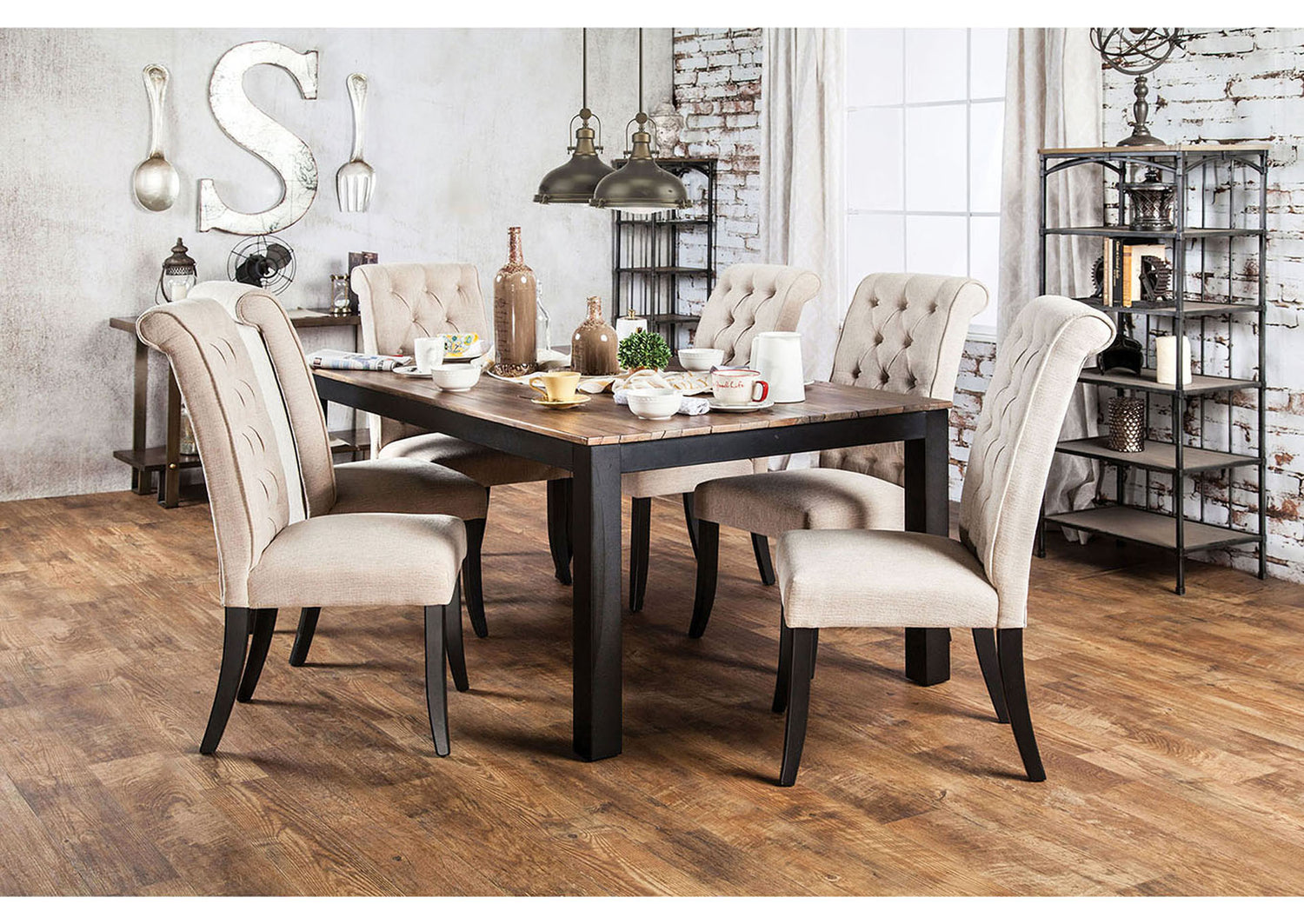 Marshall Rustic Oak Dining Table w/4 Side Chair
