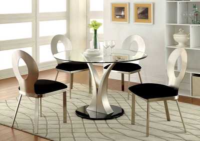 CM3727T-TABLE Valo Silver/Black Dining Table w/4 Side Chair