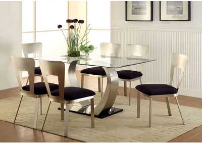 Nova Silver and Black Dining Table w/4 Side Chair