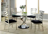 CM3729T-TABLE Roxo Silver and Black Dining Table w/4 Side Chair