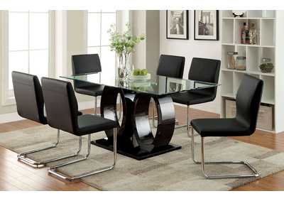 CM3825BK-T-TABLE Lodia I Black Dining Table w/6 Side Chair