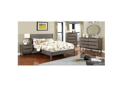 Lennart Gray Eastern King Platform Bed w/Dresser and Mirror