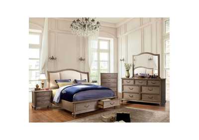 Belgrade I Rustic Natural Tone California King Upholstered Storage/Platform Bed w/Dresser and Mirror