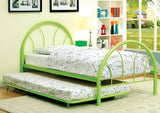 Rainbow Green High Headboard Full Metal Platform Bed w/Trundle