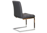 CR-G5115-05-2 Sunset Trading Delta Upholstered Fabric Dining Chairs| Set of 2 | S-Shaped Chrome Cantilever Base | Charcoal Gray Padded Upholstery | Contemporary, Modern Kitchen Sidechairs
