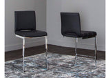 CR-G5115-24-2 Sunset Trading Delta 24" Upholstered Barstools | Two Counter Height Stools | S-Shaped Chrome Cantilever Base | Black Padded Upholstery | Set of 2 | Dining Room, Home Bar, Pub, Kitchen Island Seating