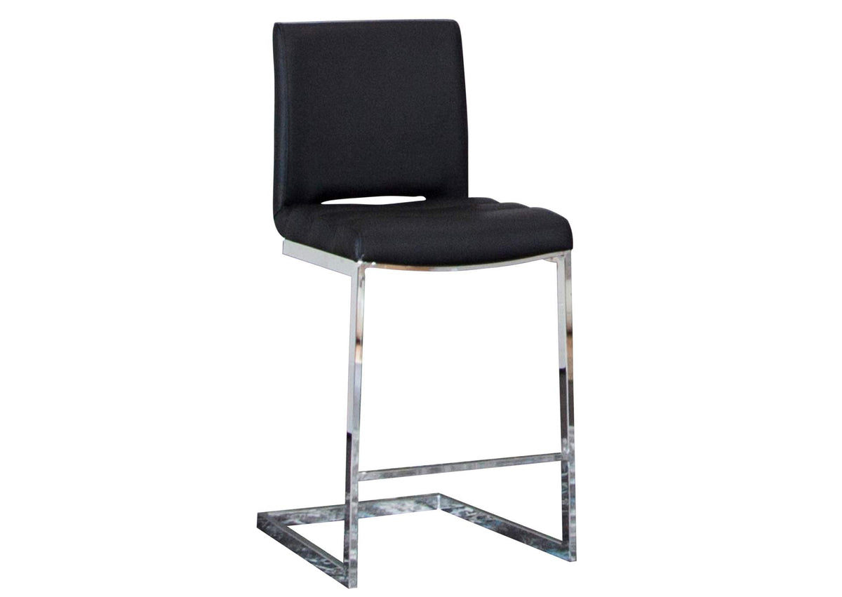 CR-G5115-24-2 Sunset Trading Delta 24" Upholstered Barstools | Two Counter Height Stools | S-Shaped Chrome Cantilever Base | Black Padded Upholstery | Set of 2 | Dining Room, Home Bar, Pub, Kitchen Island Seating