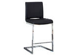 CR-G5115-24-2 Sunset Trading Delta 24" Upholstered Barstools | Two Counter Height Stools | S-Shaped Chrome Cantilever Base | Black Padded Upholstery | Set of 2 | Dining Room, Home Bar, Pub, Kitchen Island Seating
