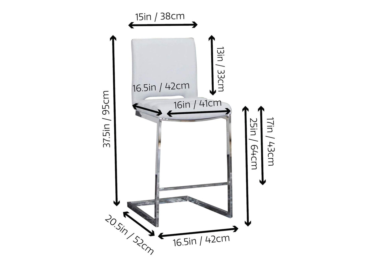 CR-G5115-25-2 Sunset Trading Delta 24" Upholstered Barstools | Two Counter Height Stools | S-Shaped Chrome Cantilever Base | Light Gray Padded Upholstery | Set of 2 | Dining Room, Home Bar, Pub, Kitchen Island Seating