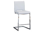 CR-G5115-25-2 Sunset Trading Delta 24" Upholstered Barstools | Two Counter Height Stools | S-Shaped Chrome Cantilever Base | Light Gray Padded Upholstery | Set of 2 | Dining Room, Home Bar, Pub, Kitchen Island Seating