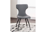 CR-G5124-01-4 Sunset Trading Echo Upholstered Dining Chairs | Set of 4 | Matte Black Tapered Metal Legs | Charcoal Gray Padded Faux Leather Fabric Seats & Backs | Contemporary Modern Mid-Century Kitchen Sidechairs