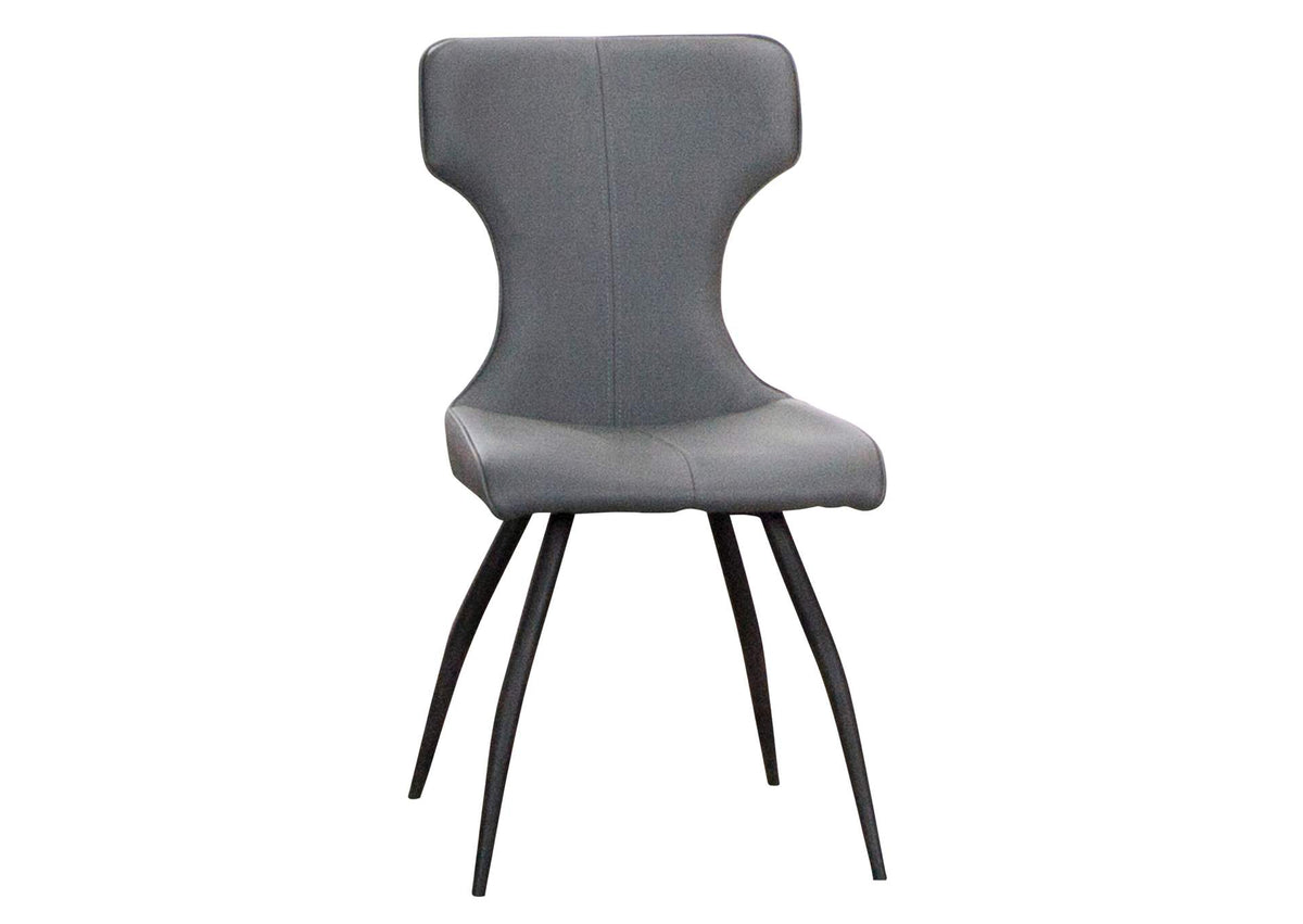 CR-G5124-01-4 Sunset Trading Echo Upholstered Dining Chairs | Set of 4 | Matte Black Tapered Metal Legs | Charcoal Gray Padded Faux Leather Fabric Seats & Backs | Contemporary Modern Mid-Century Kitchen Sidechairs