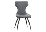 CR-G5124-01-4 Sunset Trading Echo Upholstered Dining Chairs | Set of 4 | Matte Black Tapered Metal Legs | Charcoal Gray Padded Faux Leather Fabric Seats & Backs | Contemporary Modern Mid-Century Kitchen Sidechairs