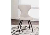 CR-G5124-03-4 Sunset Trading Echo Upholstered Dining Chairs | Set of 4 | Matte Black Tapered Metal Legs | Cream White Padded Faux Leather Fabric Seats & Backs | Contemporary Modern Mid-Century Kitchen Sidechairs