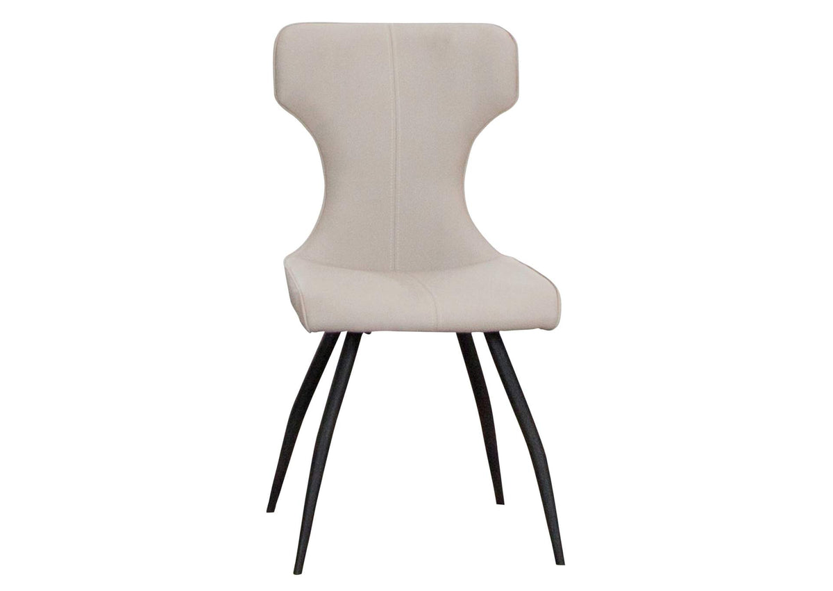 CR-G5124-03-4 Sunset Trading Echo Upholstered Dining Chairs | Set of 4 | Matte Black Tapered Metal Legs | Cream White Padded Faux Leather Fabric Seats & Backs | Contemporary Modern Mid-Century Kitchen Sidechairs