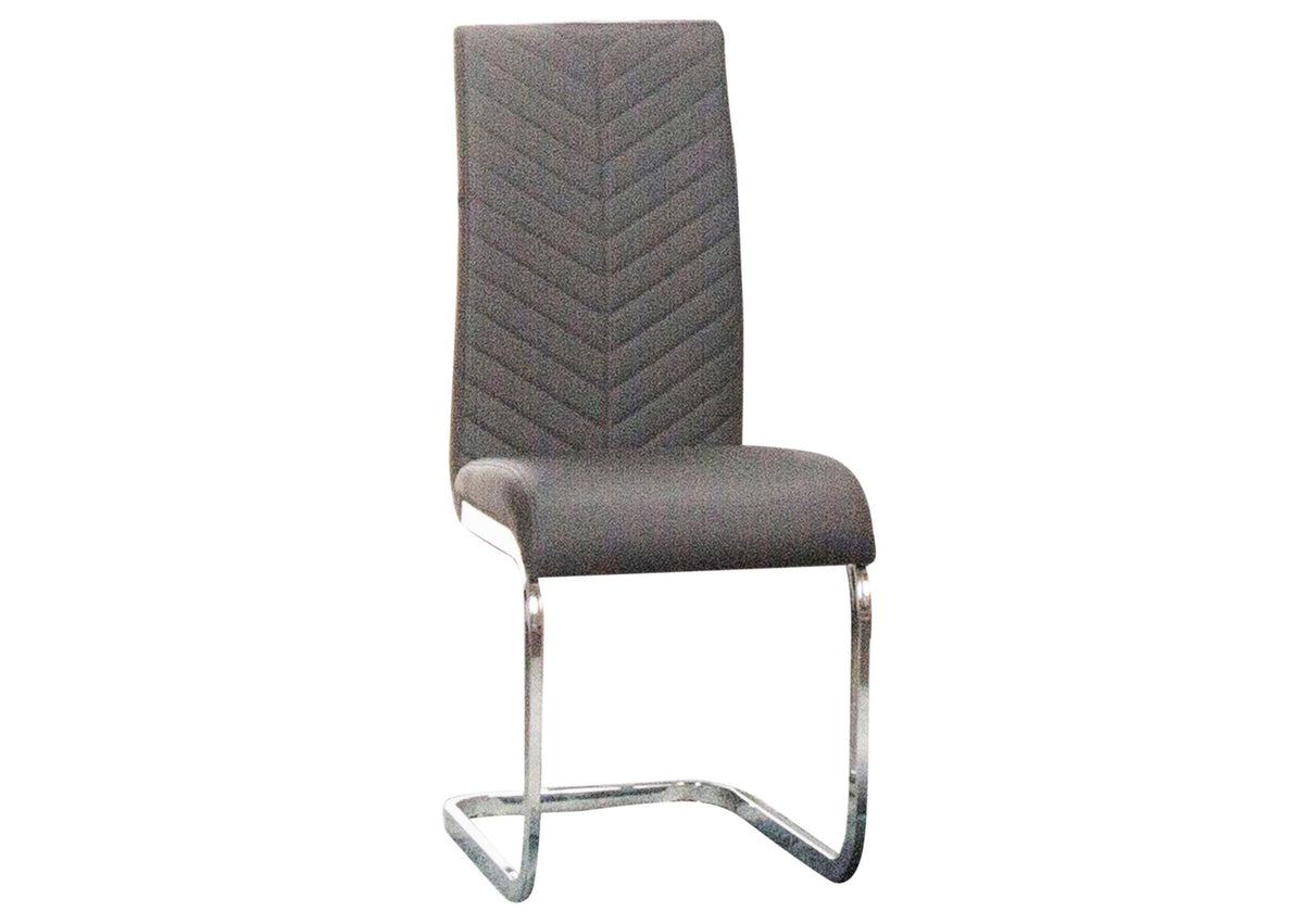 CR-G5466-01-2 Sunset Trading Mist Faux Leather Upholstered Dining Chairs| S-Shaped Polished Chrome Cantilever Base | Charcoal Gray Padded Seats and High Backs | Set of 2 | Contemporary, Modern Kitchen Accent Sidechairs