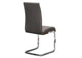 CR-G5466-01-2 Sunset Trading Mist Faux Leather Upholstered Dining Chairs| S-Shaped Polished Chrome Cantilever Base | Charcoal Gray Padded Seats and High Backs | Set of 2 | Contemporary, Modern Kitchen Accent Sidechairs