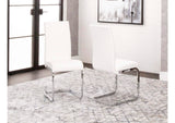CR-G5466-07-2 Sunset Trading Mist Faux Leather Dining Chairs | S-Shaped Polished Chrome Cantilever Base | White Padded Faux Leather Seats and High Back | Set of 2 | Contemporary, Modern Kitchen Accent Sidechair