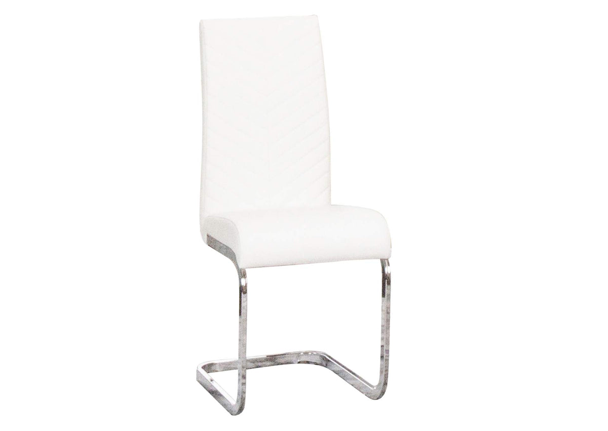 CR-G5466-07-2 Sunset Trading Mist Faux Leather Dining Chairs | S-Shaped Polished Chrome Cantilever Base | White Padded Faux Leather Seats and High Back | Set of 2 | Contemporary, Modern Kitchen Accent Sidechair