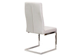 CR-G5515-03-2 Sunset Trading Opal Faux Leather Dining Chairs, Set of 2 | S-Shaped Polished Chrome Cantilever Base | Light Gray Padded Faux Leather Seats and High Back | Contemporary, Modern Kitchen Accent Sidechair