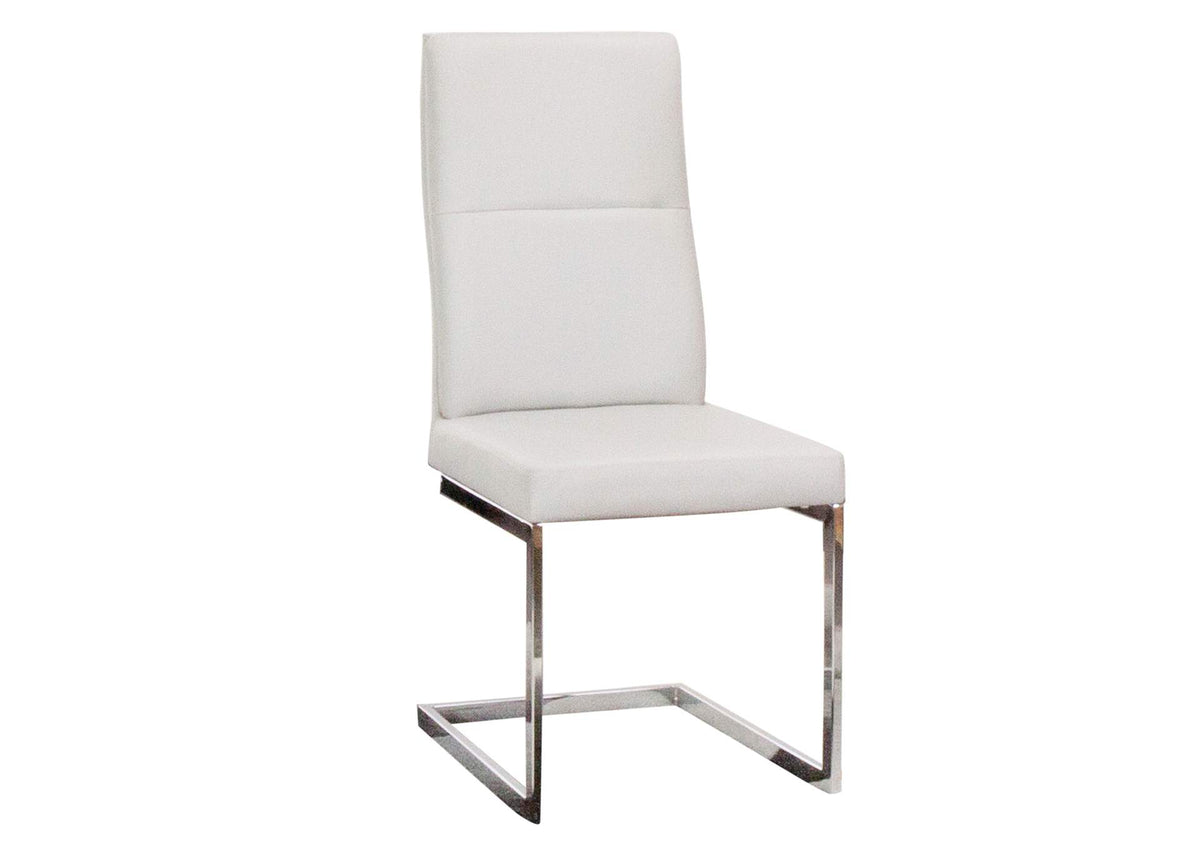 CR-G5515-03-2 Sunset Trading Opal Faux Leather Dining Chairs, Set of 2 | S-Shaped Polished Chrome Cantilever Base | Light Gray Padded Faux Leather Seats and High Back | Contemporary, Modern Kitchen Accent Sidechair