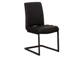 CR-G5628-01-2 Sunset Trading Rhea Black Faux Leather Dining Chairs | Set of 2 | S-Shaped Matte Powder-Coated Cantilever Base with Rippled Padded Seat and High Back | Contemporary, Modern Kitchen Accent Sidechairs