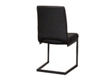 CR-G5628-01-2 Sunset Trading Rhea Black Faux Leather Dining Chairs | Set of 2 | S-Shaped Matte Powder-Coated Cantilever Base with Rippled Padded Seat and High Back | Contemporary, Modern Kitchen Accent Sidechairs