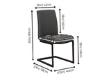 CR-G5628-05-2 Sunset Trading Rhea Charcoal Gray Faux Leather Dining Chairs | Set of 2 | S-Shaped Matte Powder-Coated Cantilever Base with Rippled Padded Seat and High Back | Contemporary, Modern Kitchen Accent Sidechairs